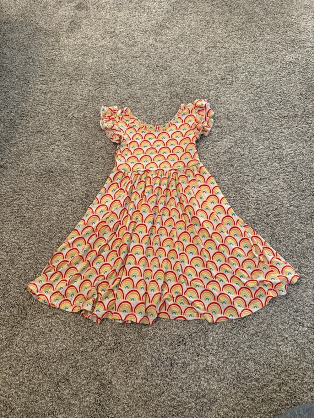 Little Sleepies Play Girls Rainbow Print Flutter Sleeve Dress 3T